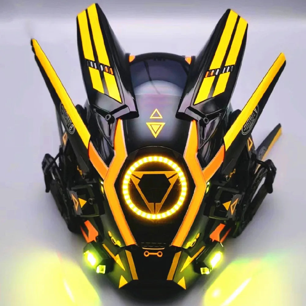 Máscara Cyber punk LED peinado trenza Halloween Navidad juego de rol casco fiesta regalo para adultos ﻿