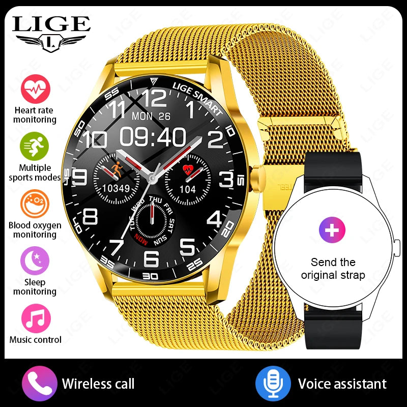 LIGE Nuevo Reloj Inteligente 2025 para Hombre, Resistente al Agua IP68, Monitor de Frecuencia Cardíaca, Pantalla Táctil Completa, Reloj Deportivo de Fitness con Llamada Bluetooth