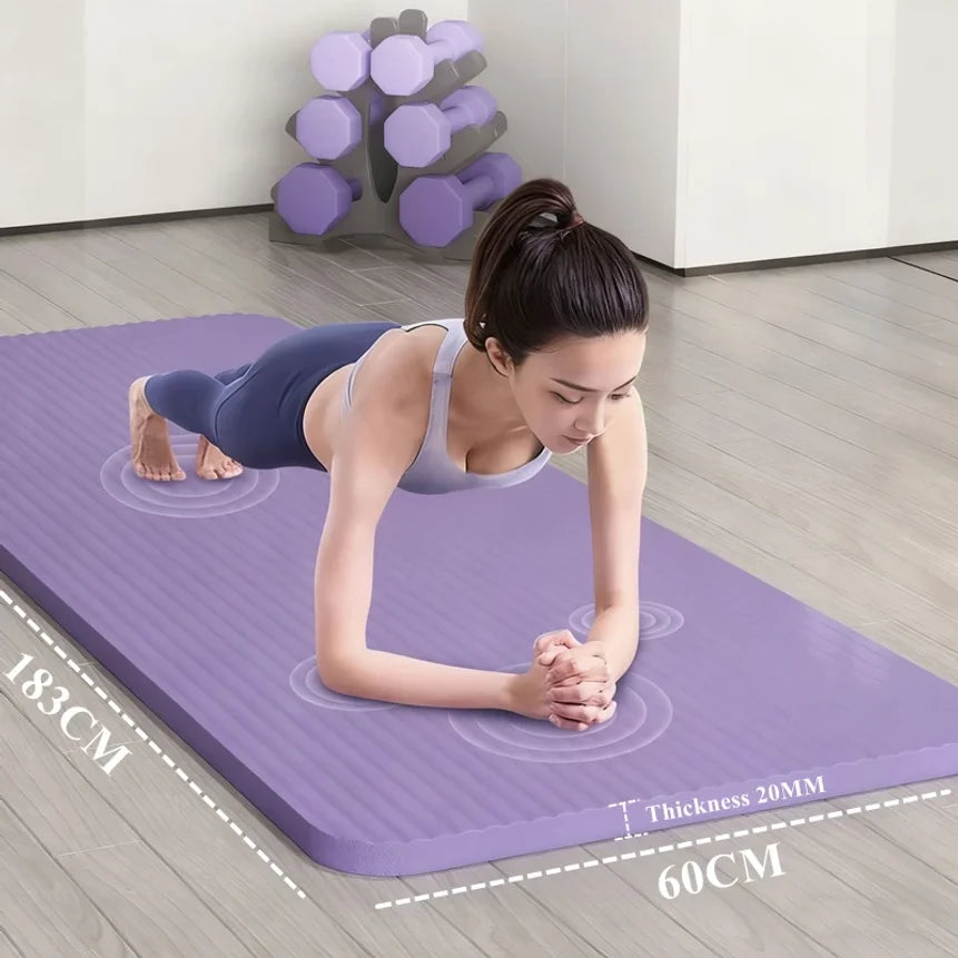 Tapete de Yoga para Ejercicio de 183x60cm, 20mm de Grosor, para Pilates en Interiores, Reducción de Ruido, Resistente a la Humedad, Antideslizante y Duradero