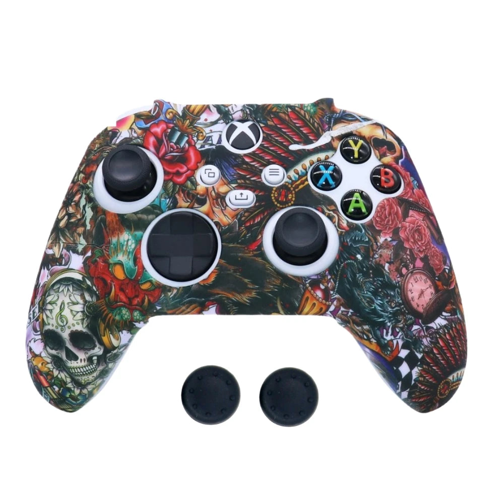 Funda Protectora de Silicona Suave Antideslizante y Antigolpes con Impresión por Transferencia de Agua para Controles de Xbox Series X/S