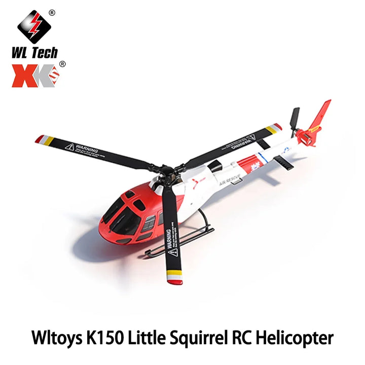 WLtoys K150 Little Squirrel AS350 Helicóptero RC sin escobillas de 4 canales con retención de altitud por presión y flujo óptico, avión RC de altura fija, juguete
