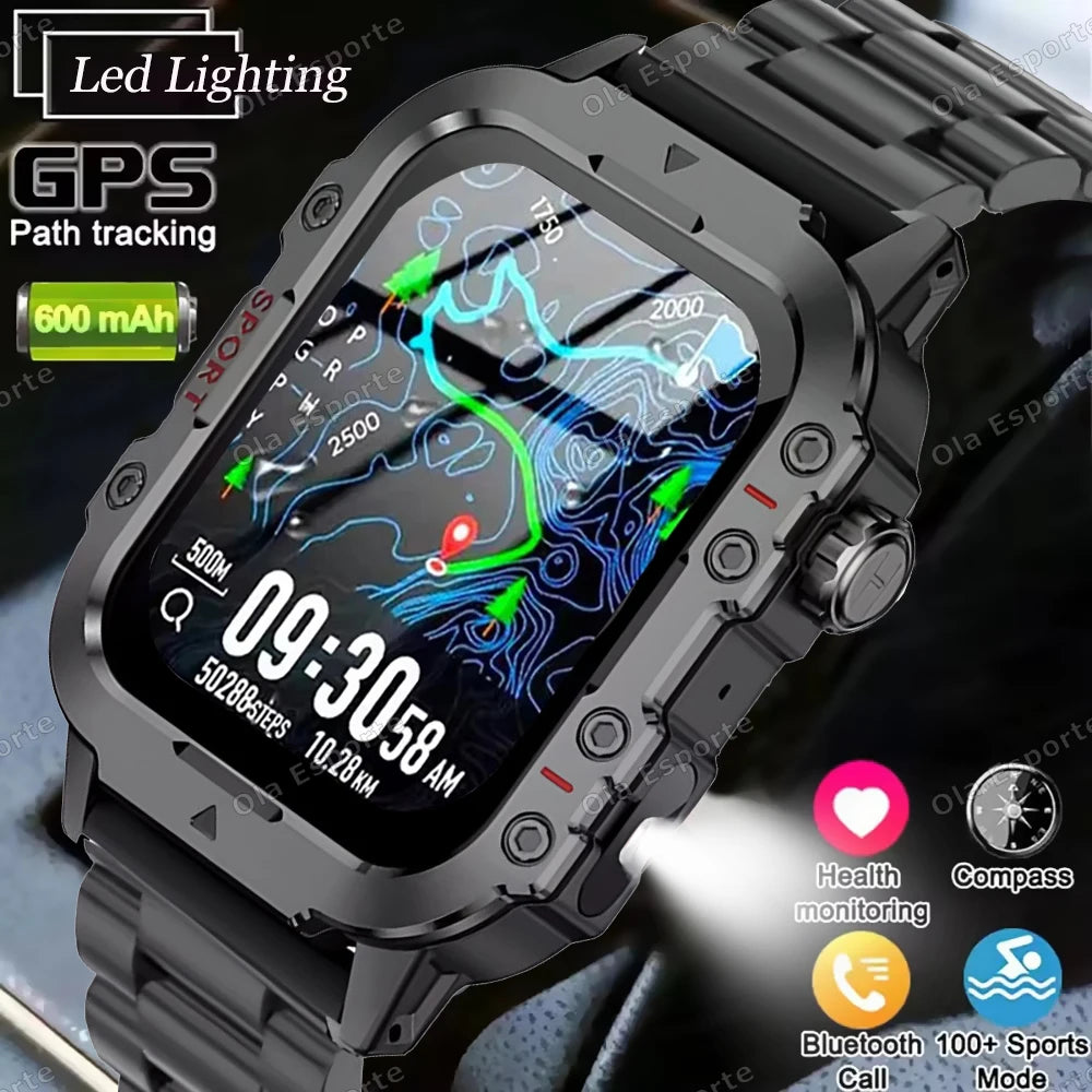 Reloj inteligente militar 2026 para hombre, 3ATM, deportes al aire libre, rastreador de actividad física, monitoreo de salud de presión arterial, llamada BT, reloj inteligente GPS Ht30