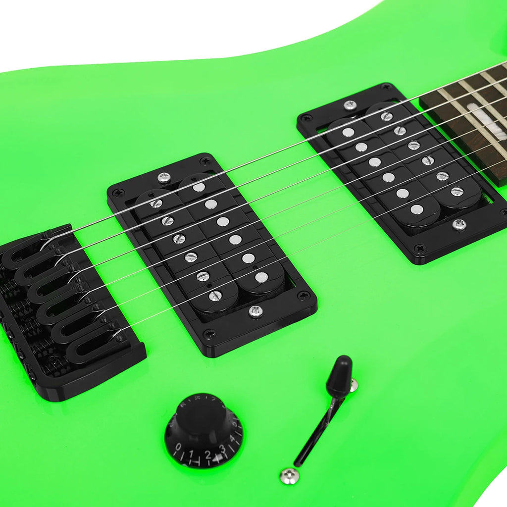 Guitarra eléctrica IRIN verde, 24 trastes, 6 cuerdas, pastilla doble, guitarra eléctrica para principiantes, tocar guitarra con parte