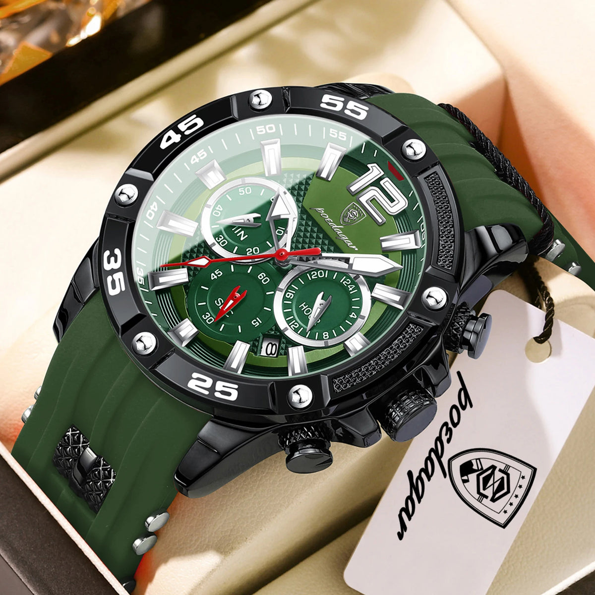 Reloj de pulsera para hombre POEDAGAR, estilo juvenil y moderno, cronógrafo, con fecha, esfera grande, de cuarzo, resistente al agua, luminoso, estilo militar