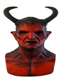 Máscara de Látex de Cabeza Completa de Diablo en Tonos Rojo y Piel, Accesorio para Disfraces de Halloween, Carnaval, Juego de Roles y Temática de Terror para Adultos