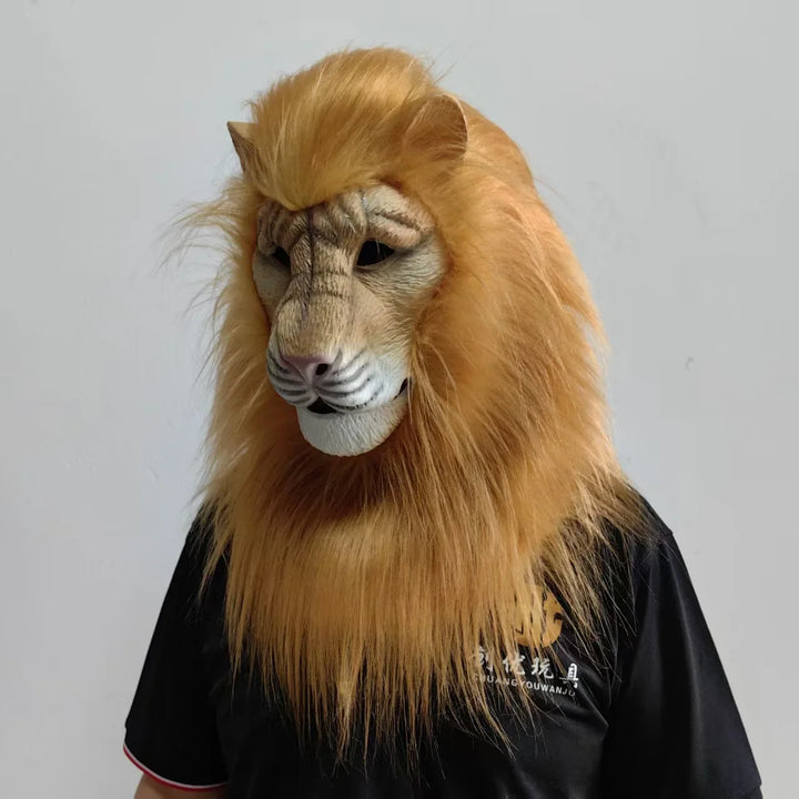 Máscara de León de Lujo para Cosplay, Máscara de León Blanco de Látex, Casco de Animal, Disfraces de Halloween, Carnaval, Fiesta de Disfraces, Accesorios
