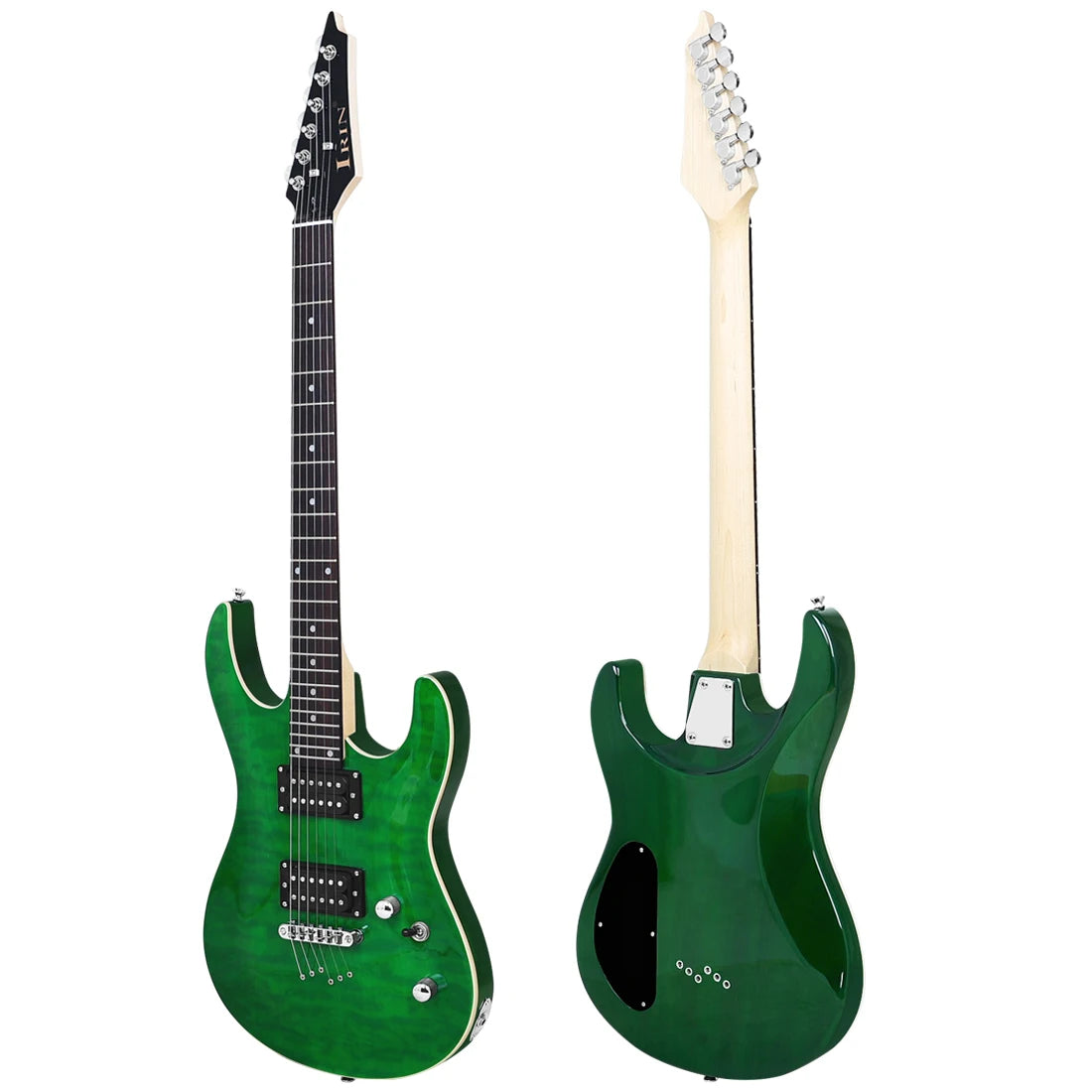 IRIN-Kit verde para guitarra eléctrica, tecnología, diapasón de madera, perspectivas, sonido melodioso elegante para guitarra principiante, el mejor regalo