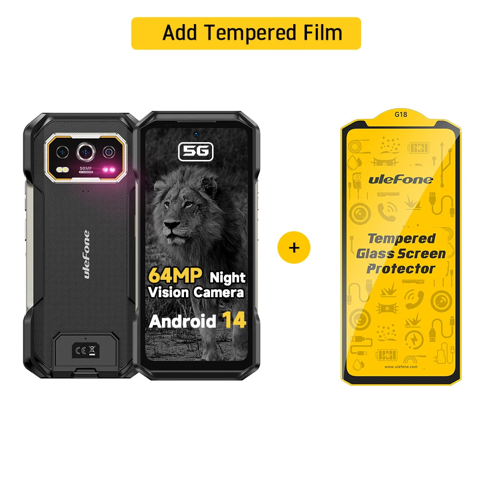 Teléfono resistente Ulefone Armor 27 Pro 5G, smartphone de 10600mAh, Android 14, cámara de visión nocturna de 50MP+64MP, hasta 24GB+256GB, NFC