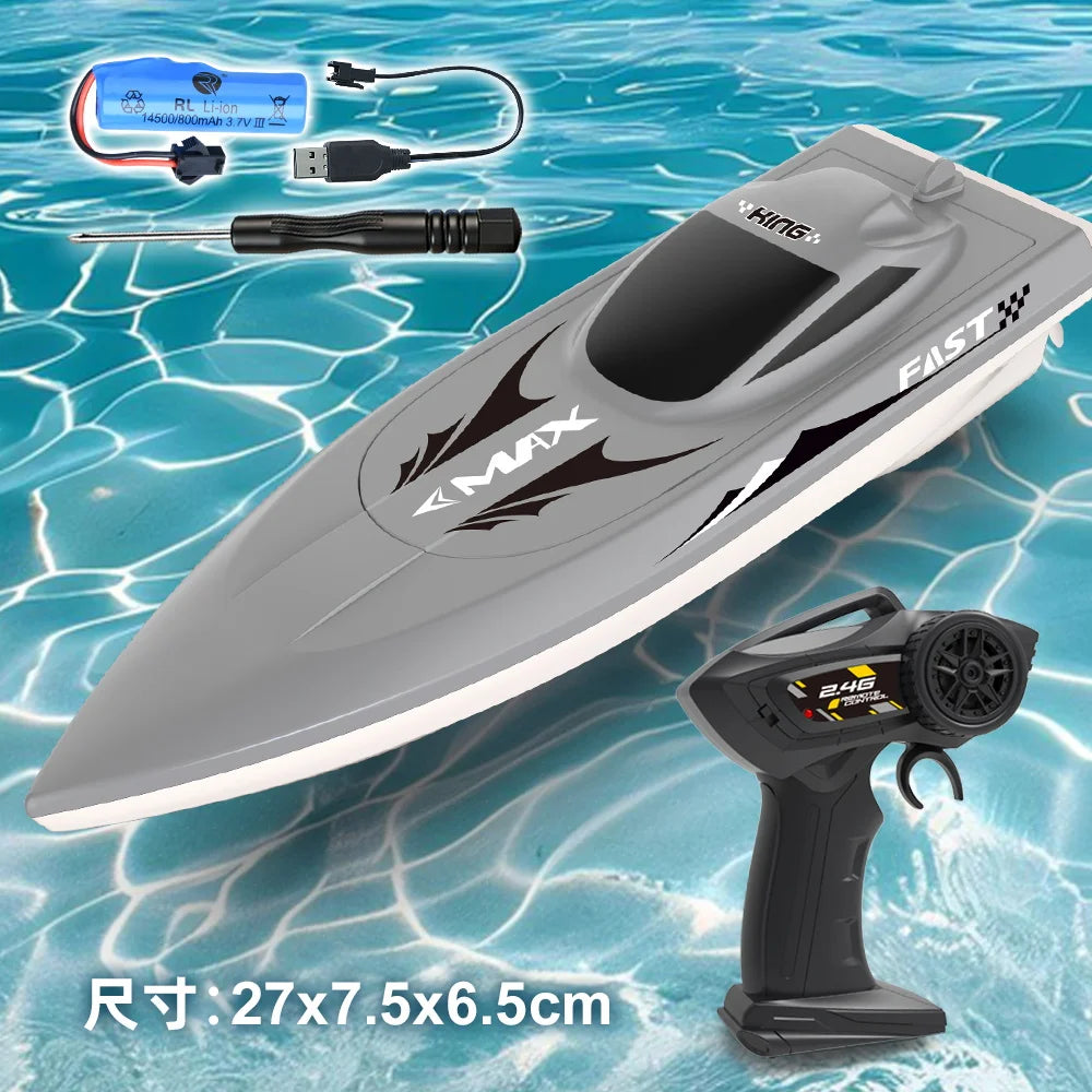 Lancha rápida a control remoto para niños, bote de carreras recargable de alta velocidad 2.4G, regalo de simulación impermeable para niños