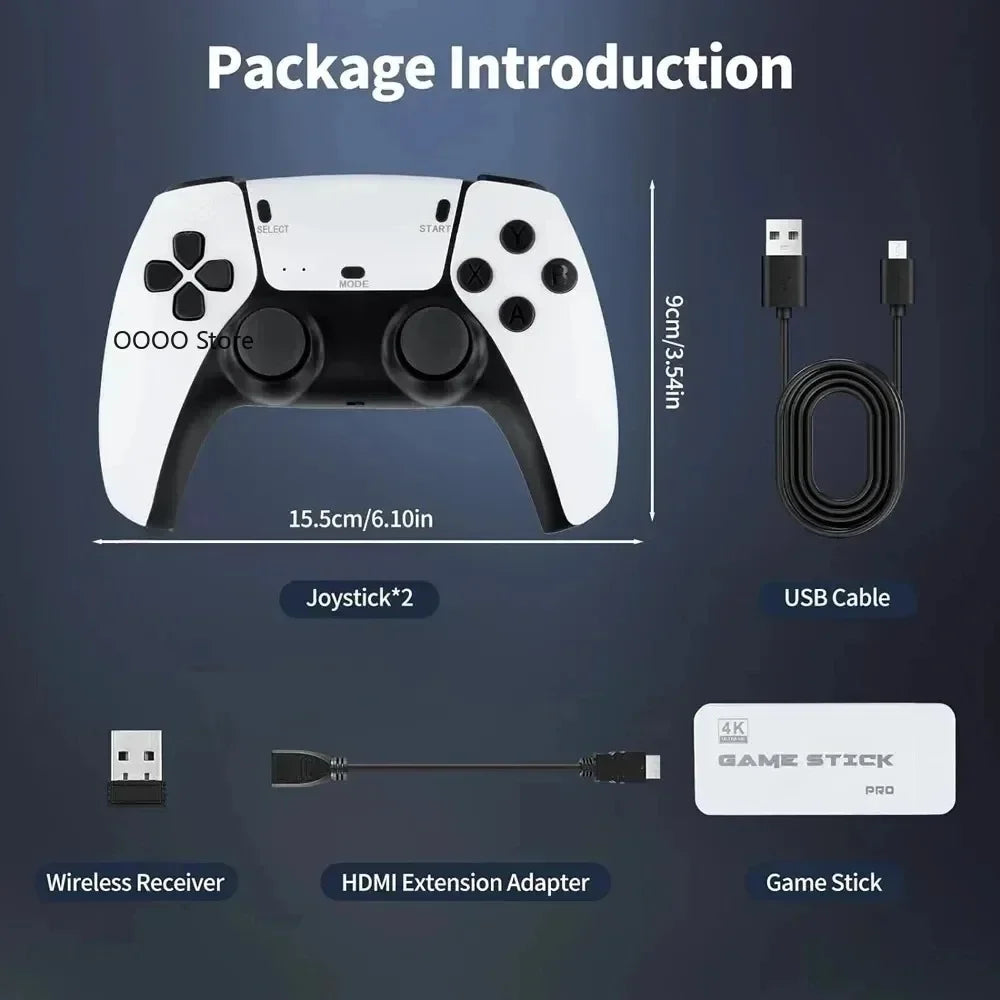 4K HD 64G Video Game Console: M15 Game Stick with 20000+ Classic Arcade Games, Dual Wireless Gamepads Two-Player TV System