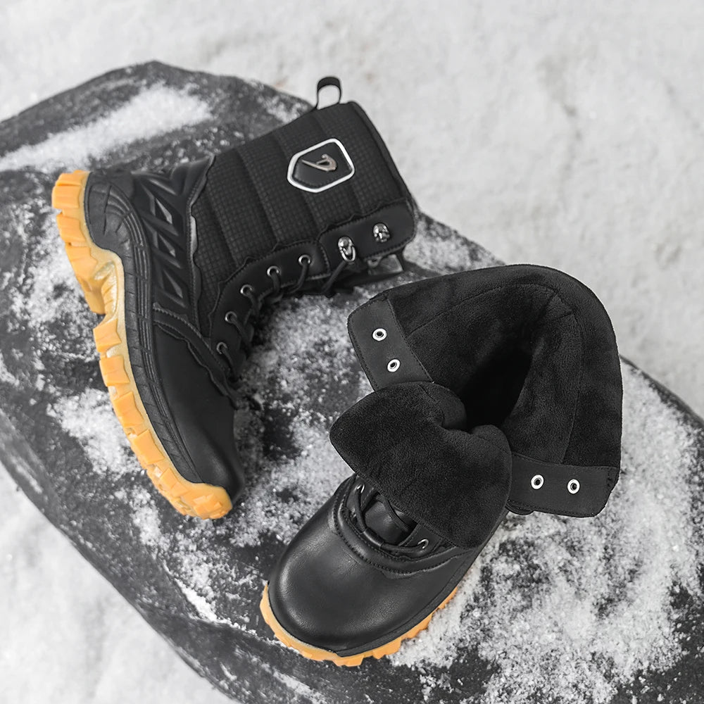 Botas de Nieve para Hombre, Impermeables, Aisladas, para Senderismo, con Cuello de Punto Cálido, Suela de Goma Antideslizante, C