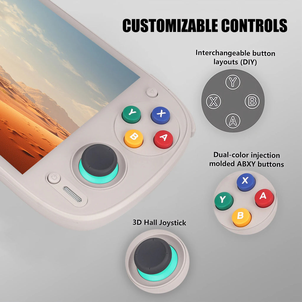 Consola de videojuegos portátil Retroid Pocket 5 RP5 con pantalla AMOLED de 5,5", cristal fluido 2.5D, joystick Hall 3D, botones intercambiables, Android 13, reproductor de juegos retro portátil