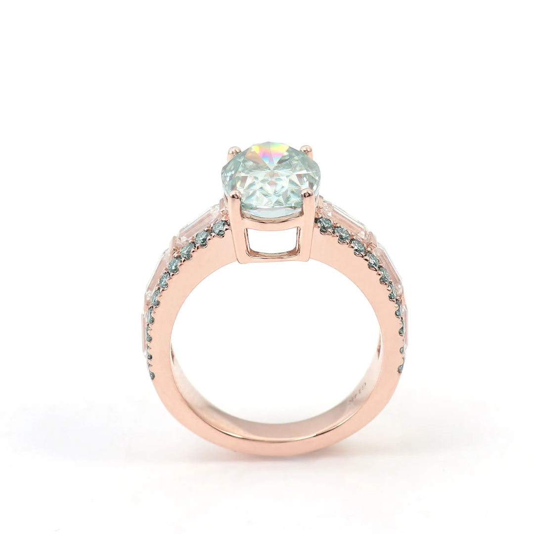 Anillo de Diamante Moissanita Verde de 4.5ctw, Anillos de Oro PT950 14K 18K de Lujo Personalizados MUSHAN, Joyería para Mujer, Anillo de Boda y Novia