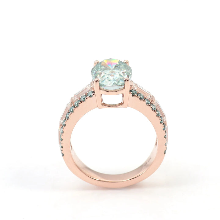 Anillo de Diamante Moissanita Verde de 4.5ctw, Anillos de Oro PT950 14K 18K de Lujo Personalizados MUSHAN, Joyería para Mujer, Anillo de Boda y Novia