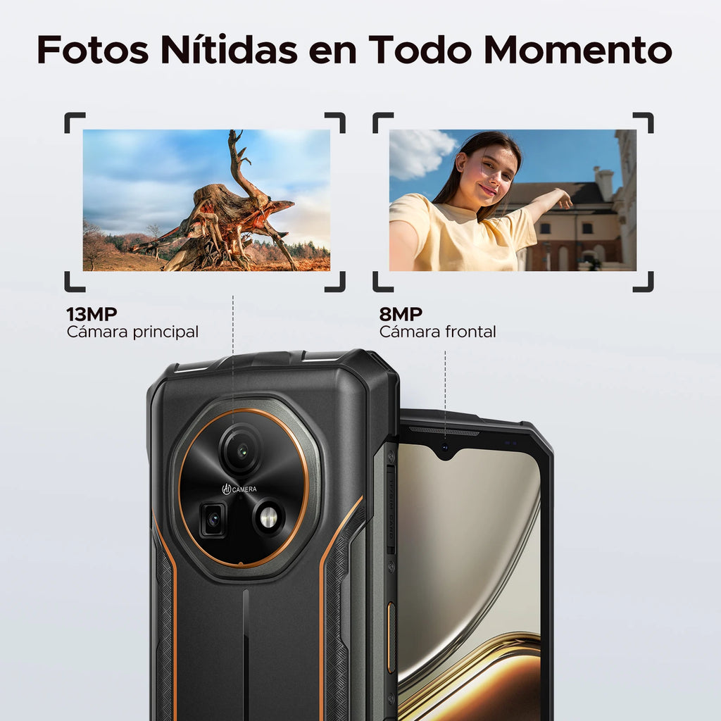 Teléfono resistente DOOGEE Fire 5, batería grande de 13000mAh, pantalla HD+ de 6.6'', 13MP+8MP, 12GB 64GB, NFC, smartphone con Android 16