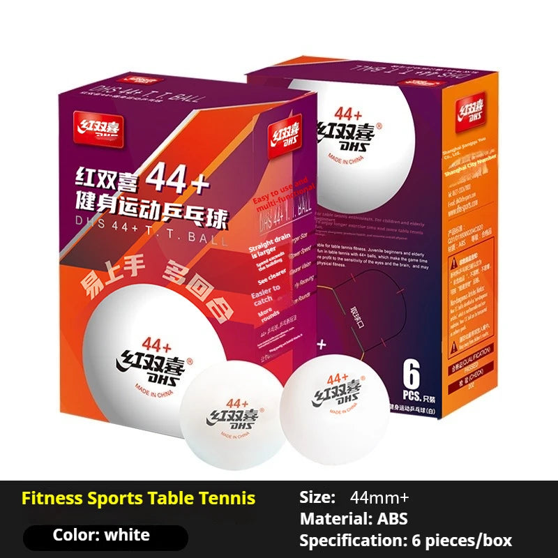 DHS 44mm + pelotas de tenis de mesa ABS nuevo Material pelotas de Ping Pong de entrenamiento y Fitness de gran tamaño 6 unids/caja pelota de tenis de mesa con costura