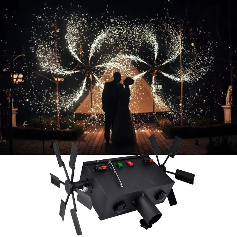 Máquina de Chispas Frías con Doble Rueda Giratoria, Máquina de Fuegos Artificiales con Control Remoto Inalámbrico, Efecto Especial para Escenarios, Bodas y Fiestas