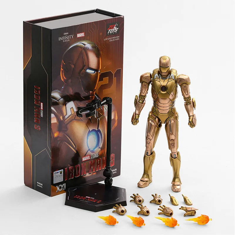 ZD Toys Iron Man figura de acción Mark 35 pargo rojo Iron Man MK 24 MK 22 MK 47 Tony Stark Ironman figura acción coleccionar juguete para regalo