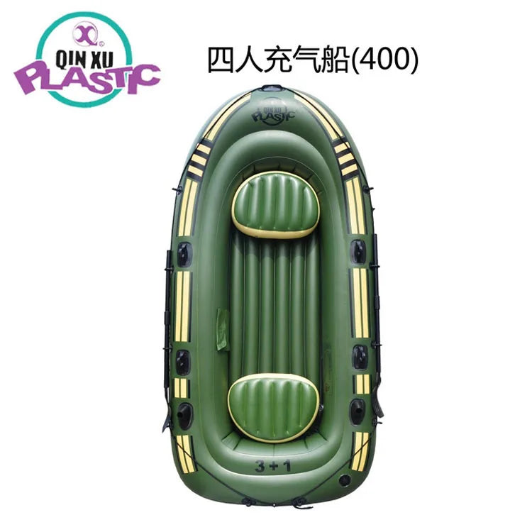 Bote inflable QINXU para deportes al aire libre, para 4 personas, reforzado, bote de goma, kayak, bote de pesca