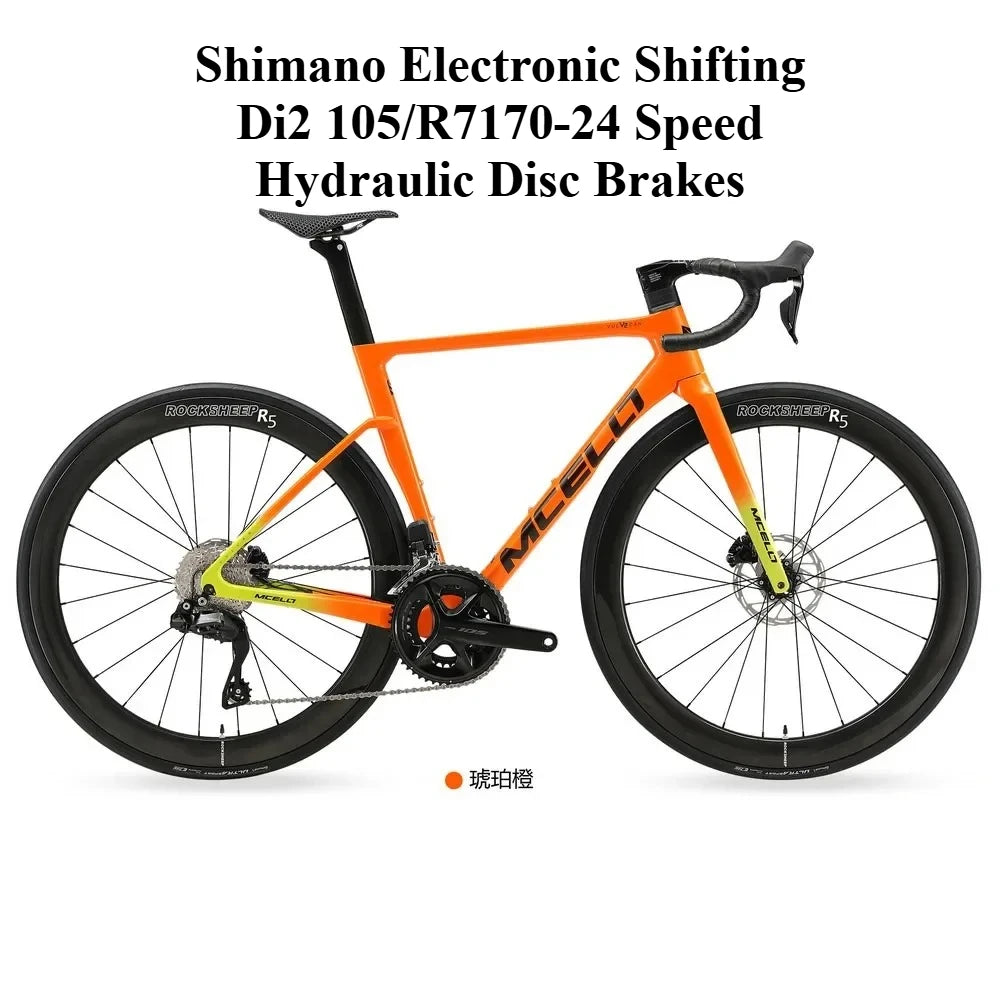 Bicicleta de carretera de fibra de carbono T800 de alto rendimiento, ultraligera de 7,5 kg, edición dedicada al equipo de carreras YUZHE, V2 105 Di2 R7170-24S, con frenos de disco hidráulicos