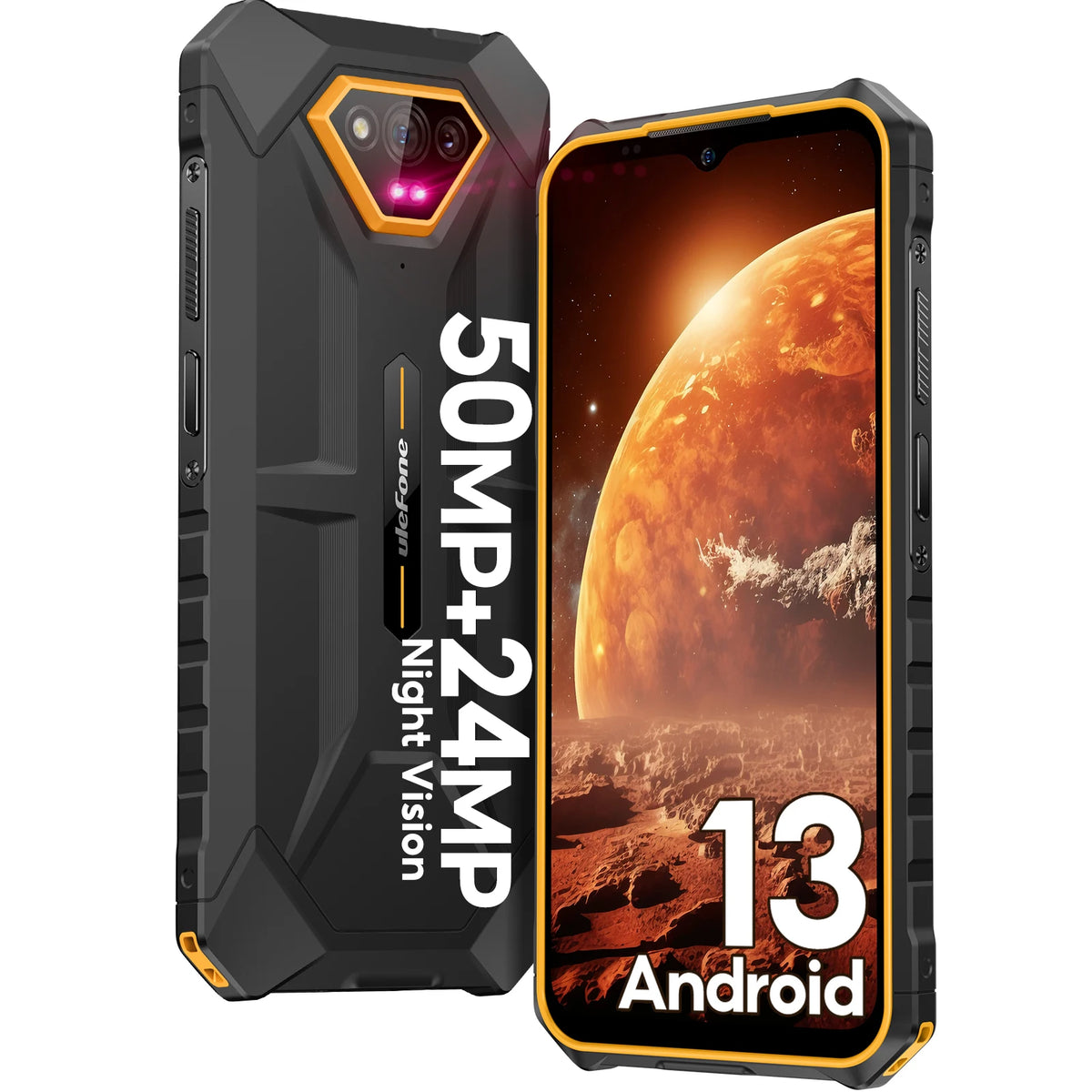 Teléfono resistente Ulefone Armor X13, hasta 12 GB de RAM + 64 GB de ROM, smartphone con Android 15, 6320 mAh, 50 MP, 6,52", NFC, 4G, GPS, versión global