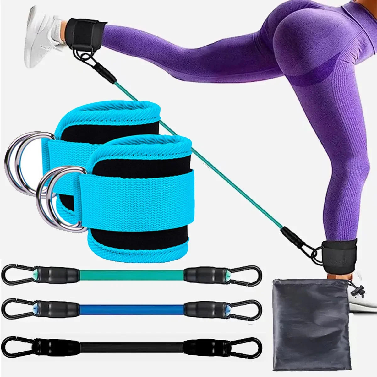 Juego de Bandas de Resistencia con Correas para Tobillos, Equipo de Ejercicio, Pesas para Tobillos, Banda Elástica de Yoga para Gimnasio, para Hombre y Mujer