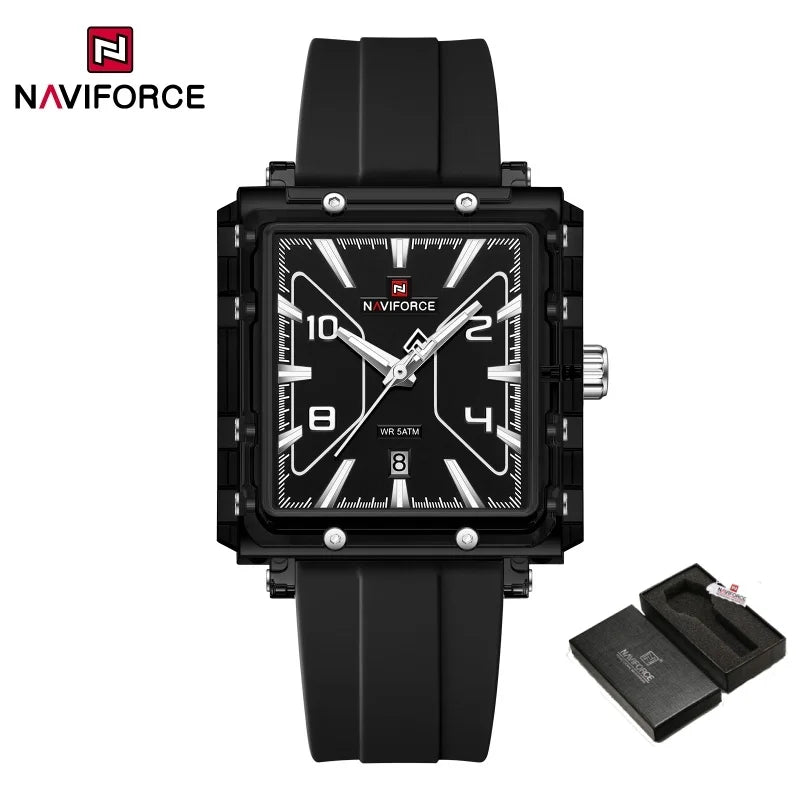 Reloj de cuarzo para hombre NAVIFORCE de alta calidad, resistente al agua 50M, deportivo, con visualización de fecha, correa de silicona y manecillas luminosas, regalo para chico, Reloj Hombre