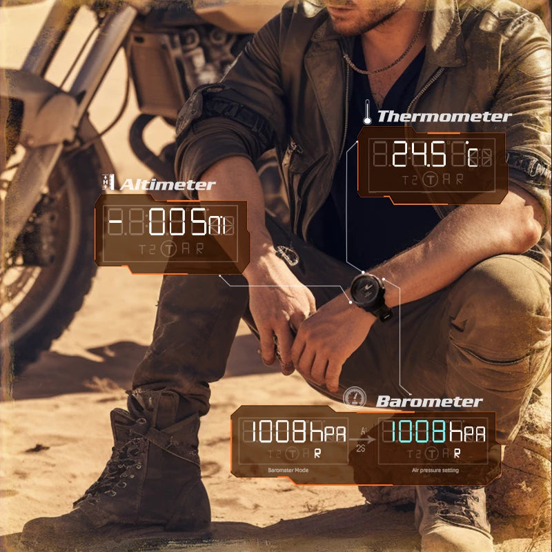 Reloj deportivo digital para hombre NORTH EDGE MARS Pro, caja de fibra de carbono, altímetro, barómetro, brújula, resistente al agua 50M