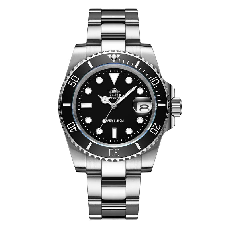 Reloj clásico para hombre ADDIESDIVE con bisel de cerámica, resistente al agua 200 m, reloj de cuarzo casual con luminiscencia azul BGW9, regalo MY-H3-2