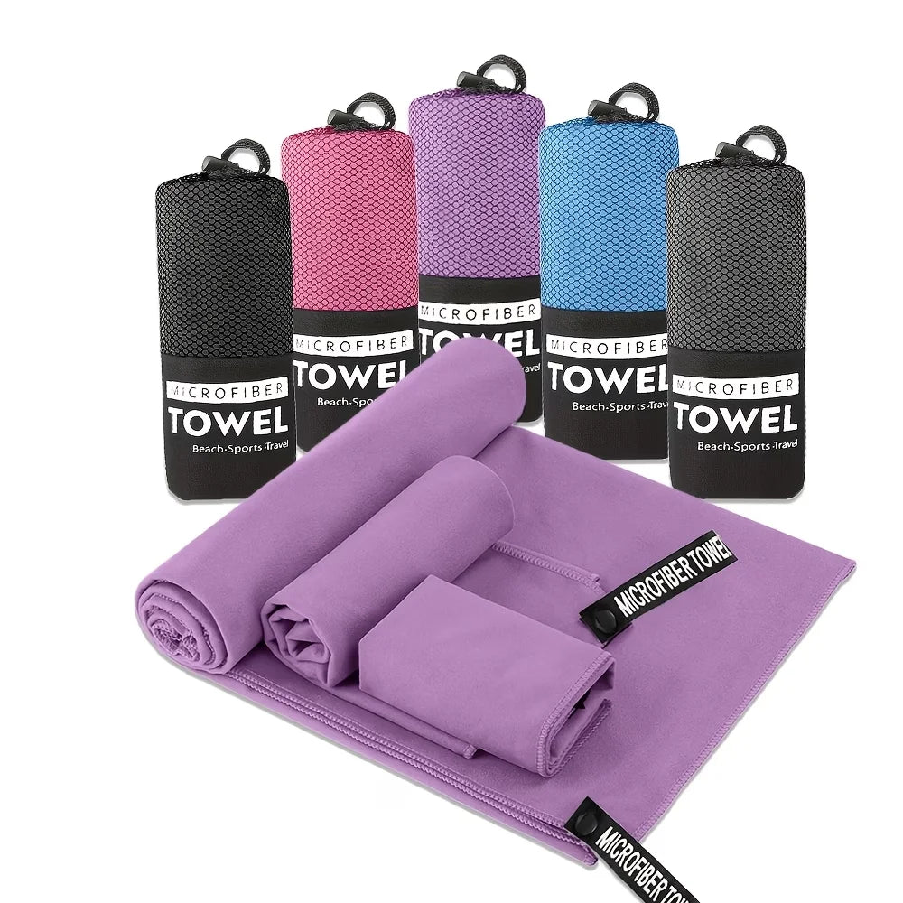 Juego de 3 Toallas de Playa de Secado Rápido, Toallas de Microfibra de Viaje, 3 Tamaños en 1 Paquete, Juego de Toallas de Secado Rápido para Camping, Playa, Gimnasio, Deportes, Yoga