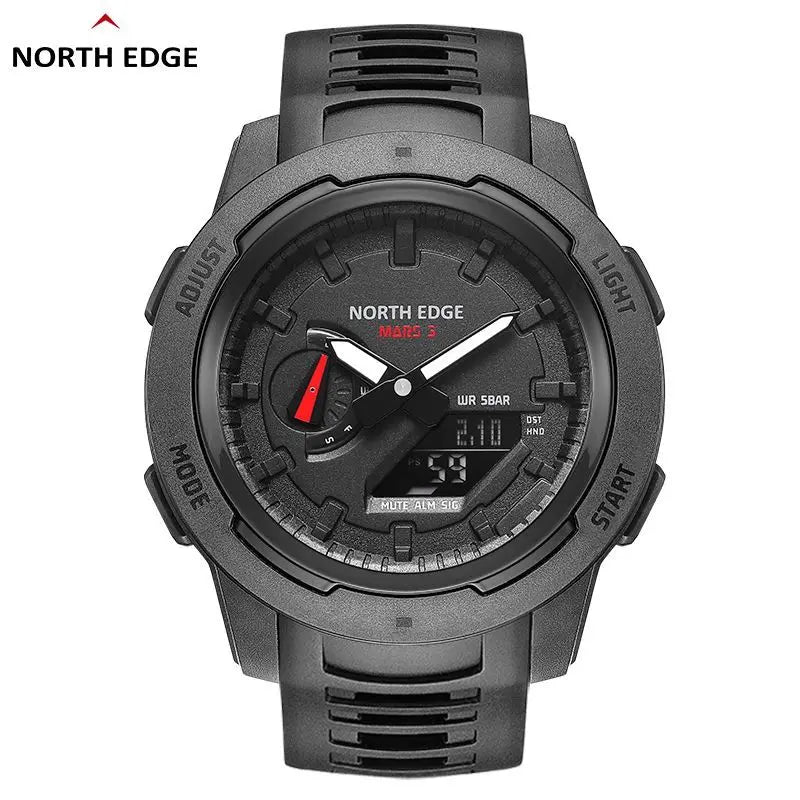 Reloj militar para hombre NORTH EDGE Mars3, digital, caja de fibra de carbono, resistente al agua 50M, reloj deportivo con hora mundial