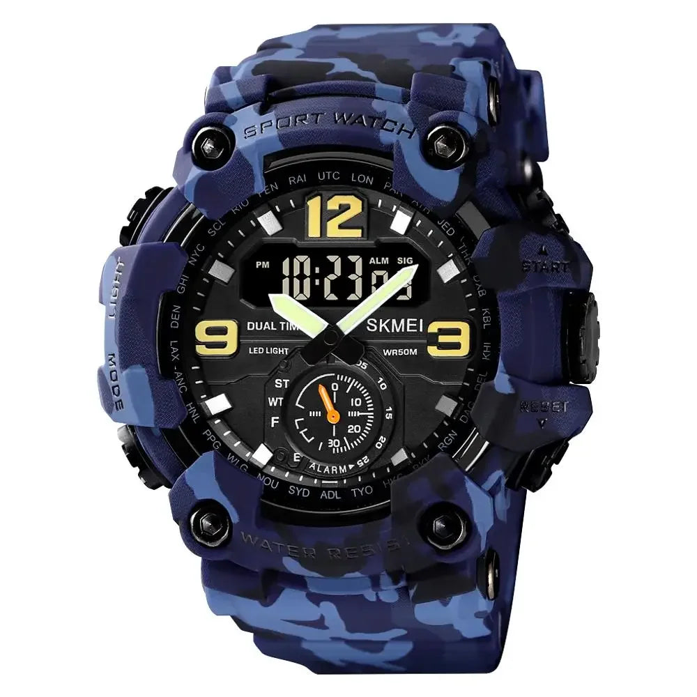 Reloj digital militar SKMEI 1637 para hombre, reloj de pulsera impermeable con camuflaje, reloj deportivo de cuarzo resistente a los golpes 1384 para hombre