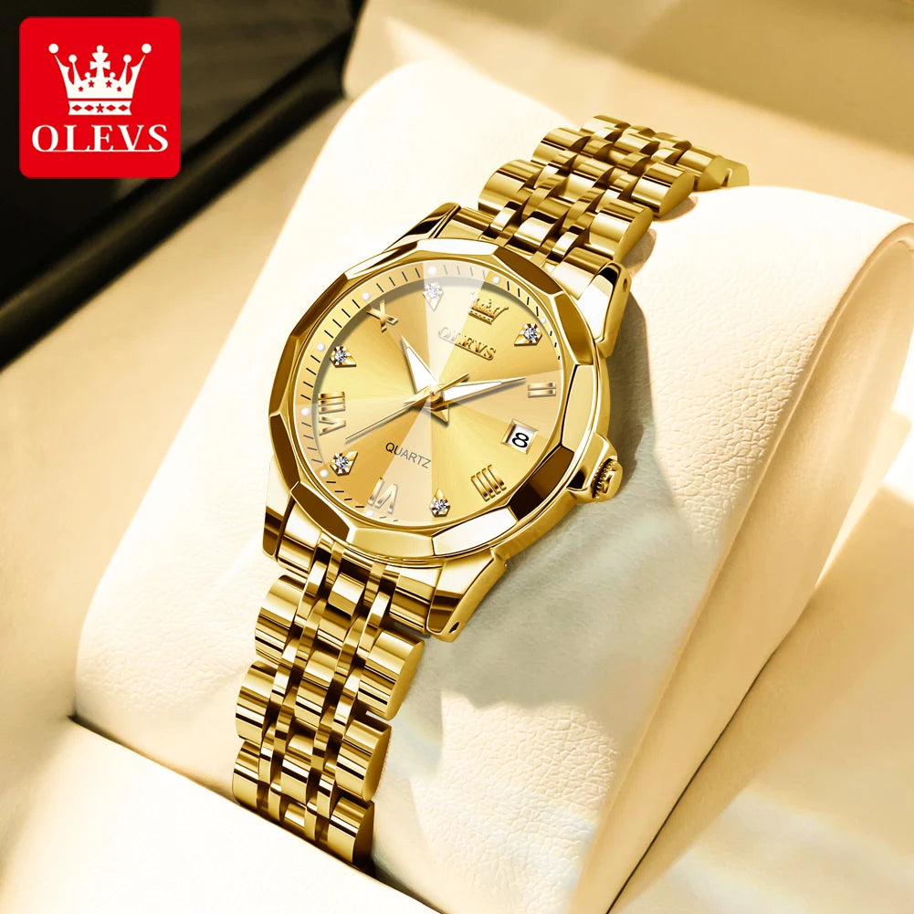 Reloj OLEVS 9931 para mujer, elegante reloj de cuarzo cuadrado original, resistente al agua, luminoso, con fecha automática, regalo para dama