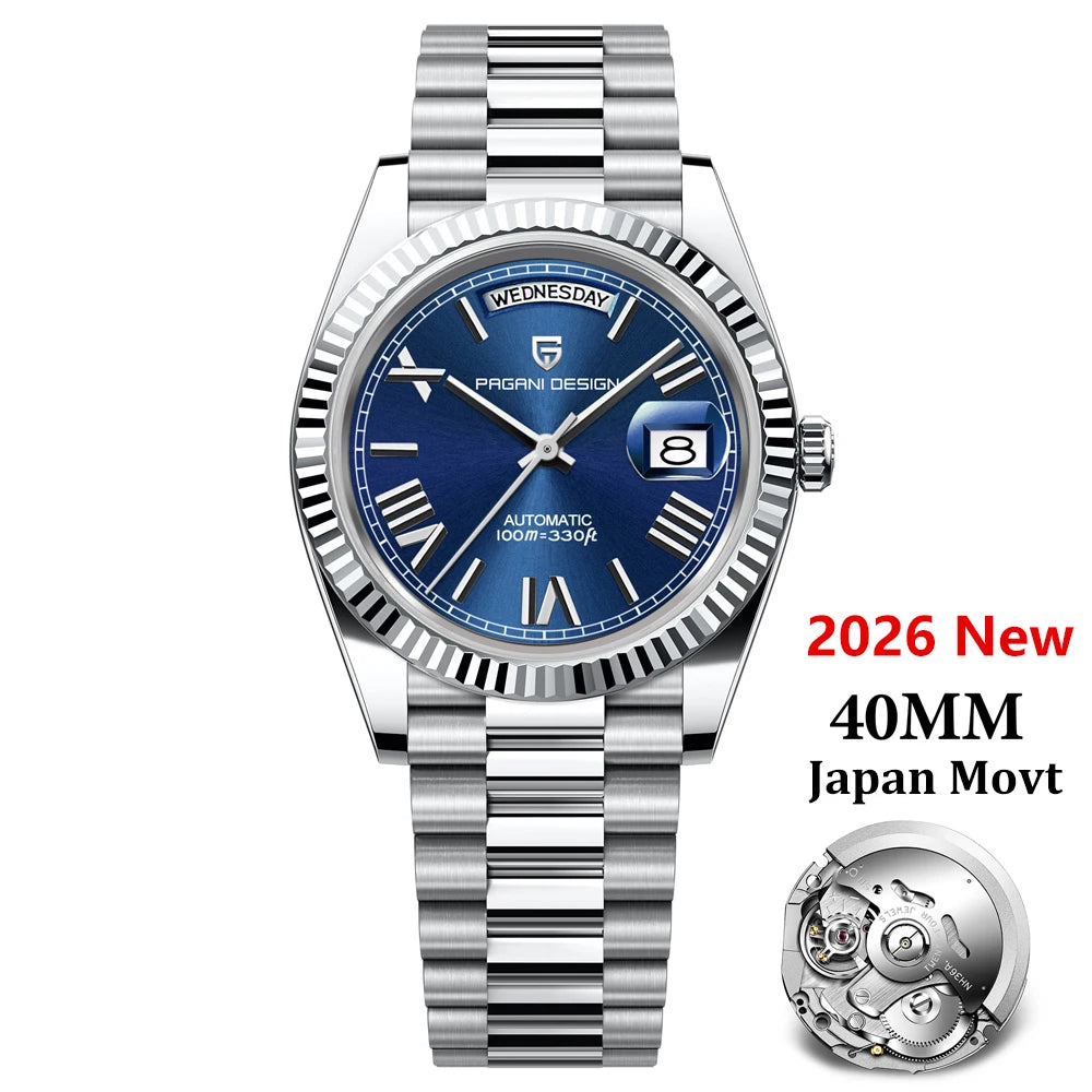 PAGANI DESIGN 2026 Nuevo reloj DD40 NH36A para hombre, reloj mecánico automático de lujo, cristal de zafiro AR, reloj de pulsera con fecha para hombre