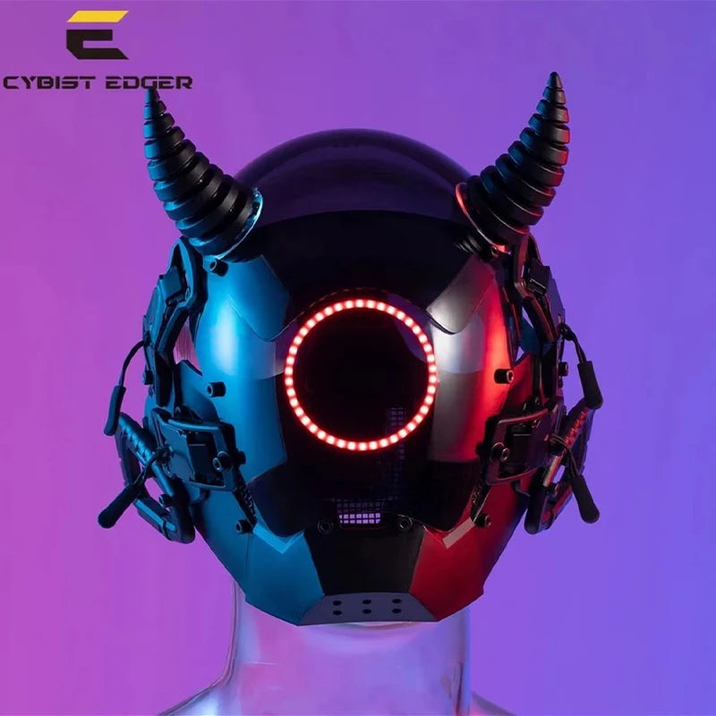 Máscara de casco nuevo Cyberpunk Samurai Robot Tech Shinobi especial Punk Techwear con luz Led máscara de Cosplay juguete niños regalo de Halloween ﻿