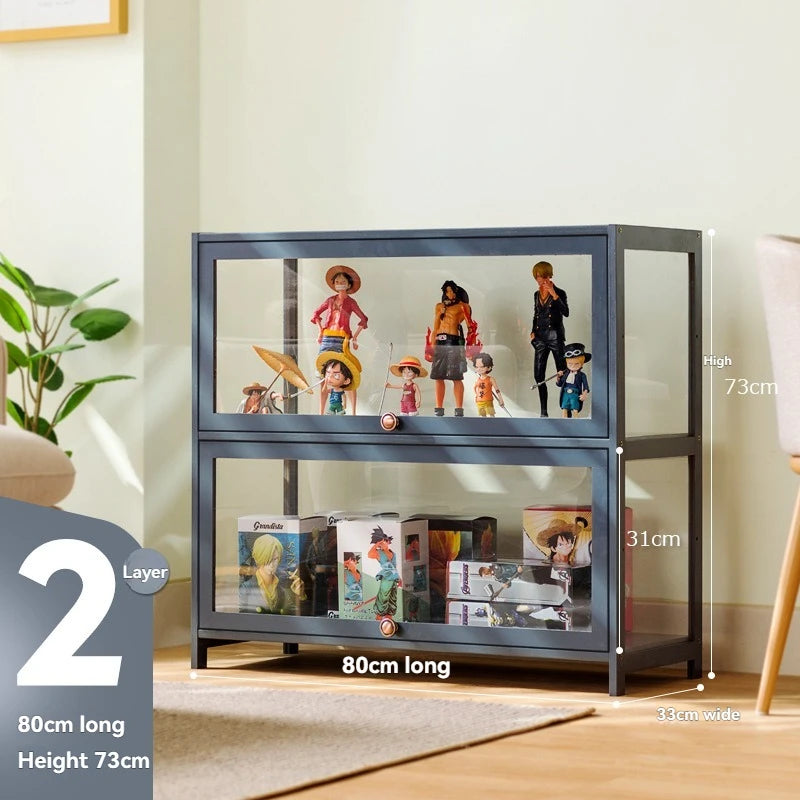Vitrina hecha a mano, vitrina transparente a prueba de polvo con imitación de vidrio, caja de almacenamiento acrílica para juguetes Lego, estante para libros