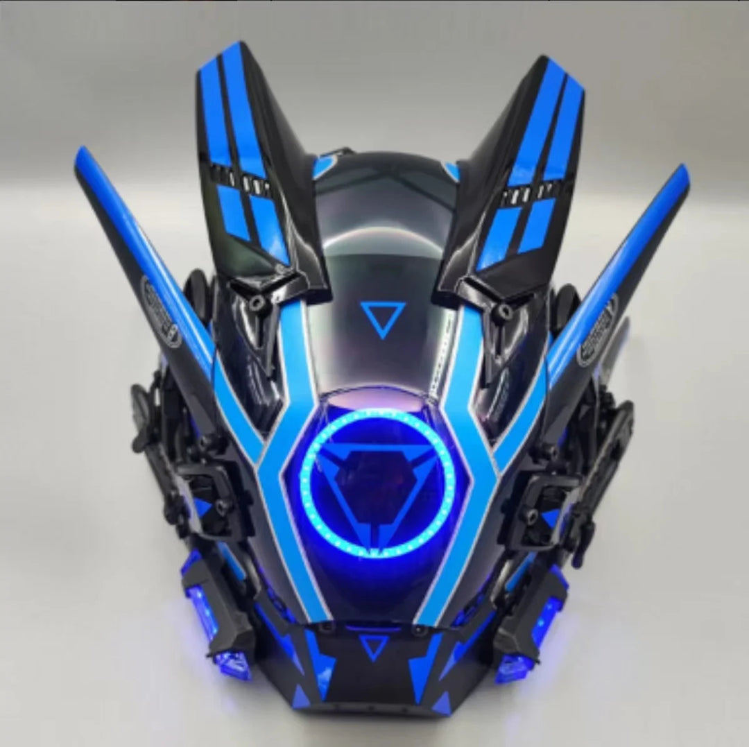 Máscara de casco nuevo Cyberpunk Samurai Robot Tech Shinobi especial Punk Techwear con luz Led máscara de Cosplay juguete niños regalo de Halloween ﻿