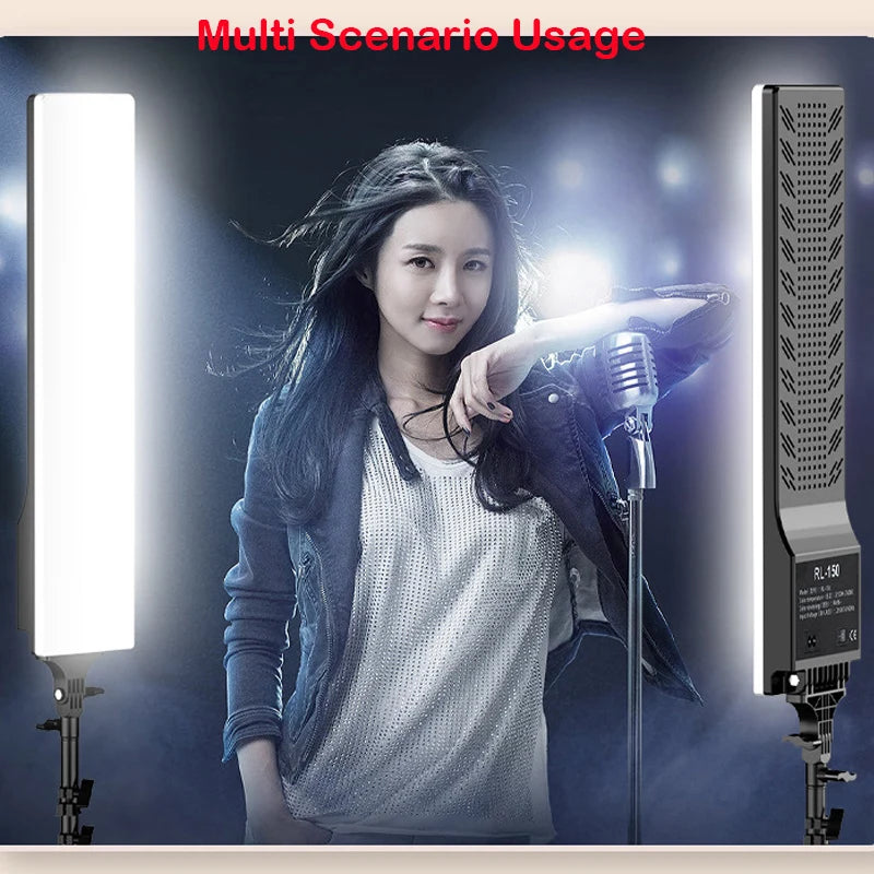 Lámpara de relleno de gran tamaño para estudio fotográfico, Panel de Video LED, iluminación de fotografía con soporte de trípode, brazo largo, enchufe de la UE para transmisión en vivo