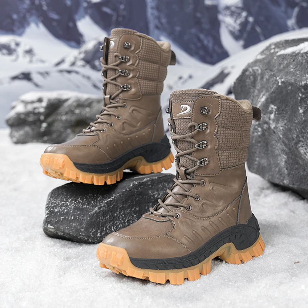 Botas de Invierno Impermeables para Hombre, Antideslizantes, Forradas de Piel Cálida, de Caña Alta, para Senderismo y Trabajo en Clima Frío