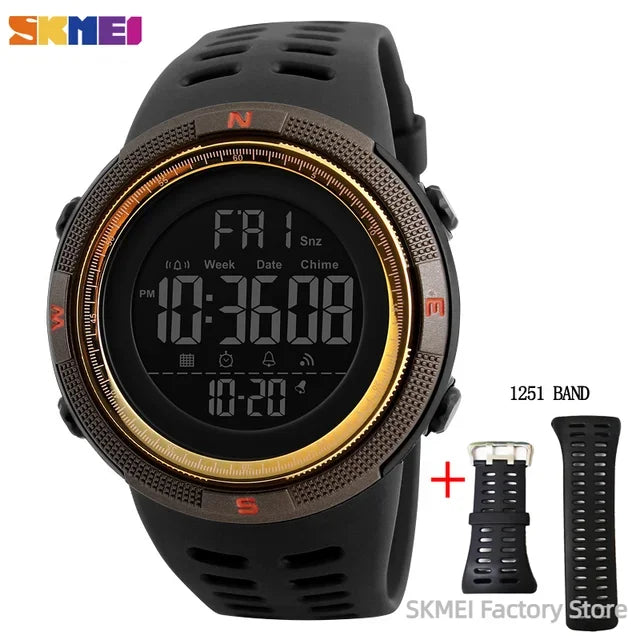 SKMEI 1251 Digital Watch for Men Waterproof Sports Electronic Countdown Mens Wristwatches Military Date Clock 1560 Reloj Hombre