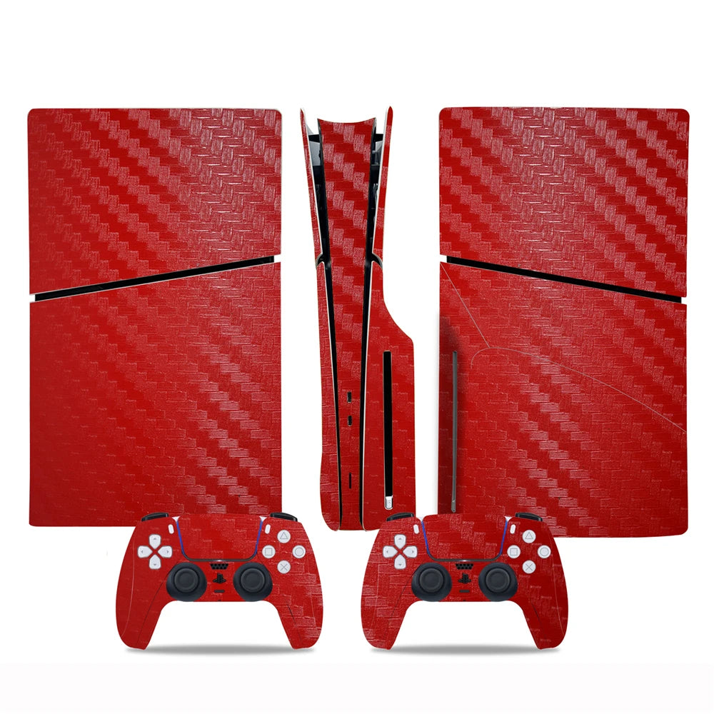 Nueva pegatina de fibra de carbono para consola PS5 Slim edición con disco, adhesivos para la parte central de la consola, accesorios para consola de juegos