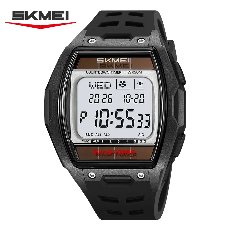 Reloj SKMEI 2750 de lujo para exteriores, pantalla grande, multifuncional, resistente al agua 5ATM, deportivo, con energía solar, para hombre y mujer