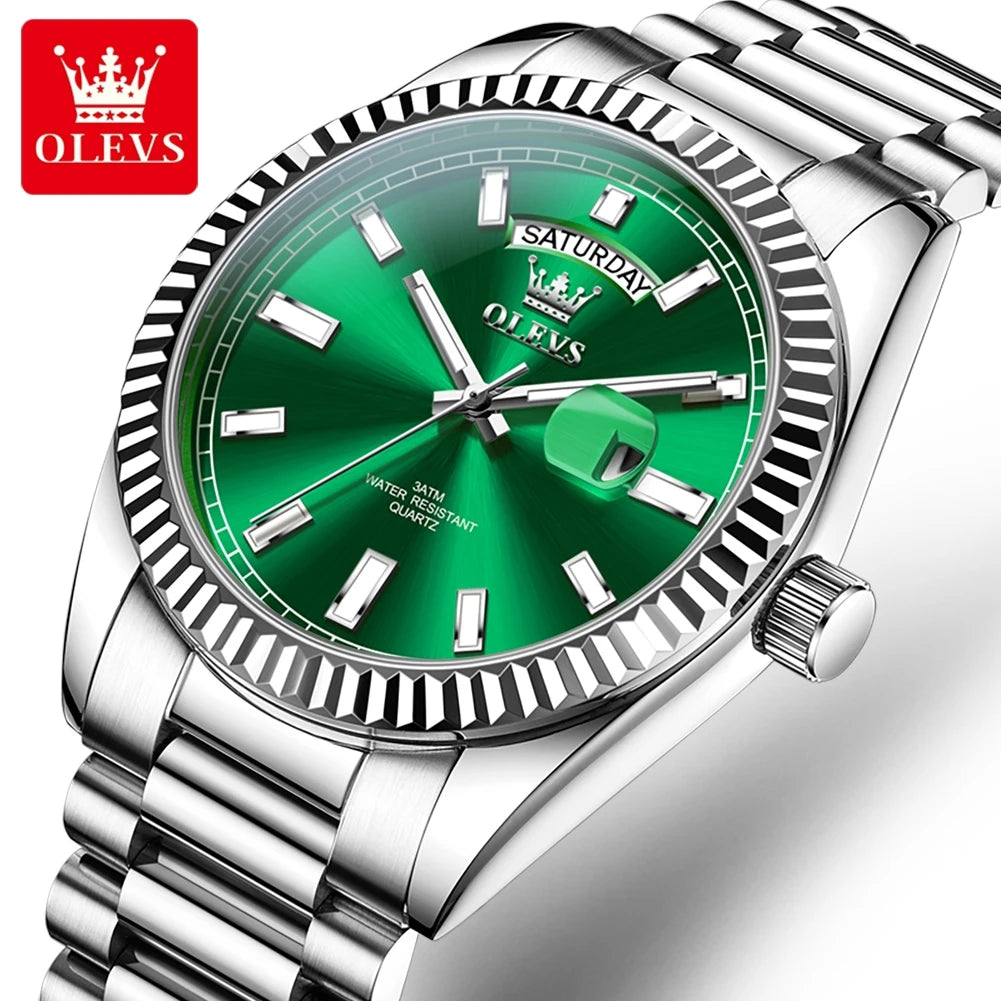 Reloj para hombre OLEVS 5650, de lujo, original, deportivo, de cuarzo, resistente al agua, con luminiscencia, día y fecha, regalo para hombre
