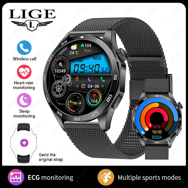 LIGE Smart Watch Men Women With Headphones Bluetooth Call GPS Tracker Heart Rate Health Waterproof SmartWatch 2026 New Watches