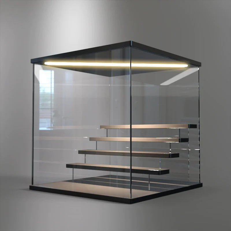 Vitrina de acrílico de 3/5 niveles con luz LED para figuras, organizador de juguetes y cajas sorpresa, a prueba de polvo para muñecos y figuras de acción