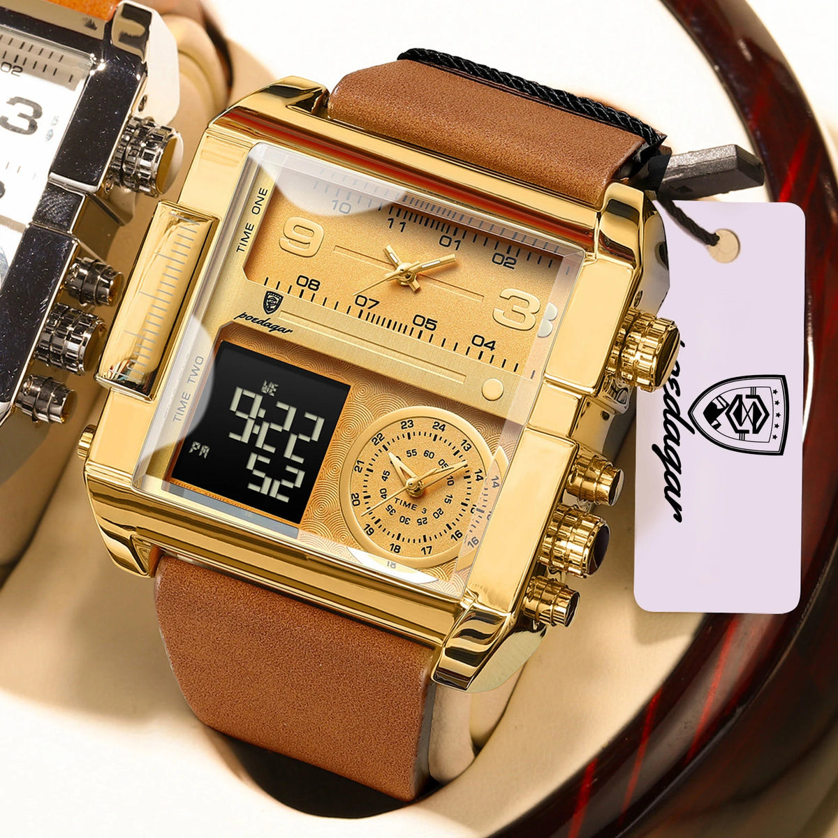Reloj de pulsera para hombre POEDAGAR de lujo, resistente al agua, luminoso, con alarma, cuarzo, fecha, día de la semana, deportivo y digital.