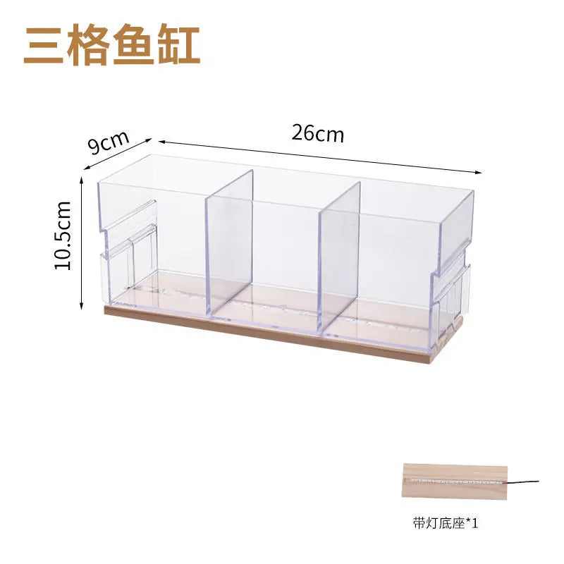 Acrylic Ornamental Fighting Fish Tank New Small Row Tank Transparent Desktop Aquarium Creative Multi-compartment DIY Aquariums