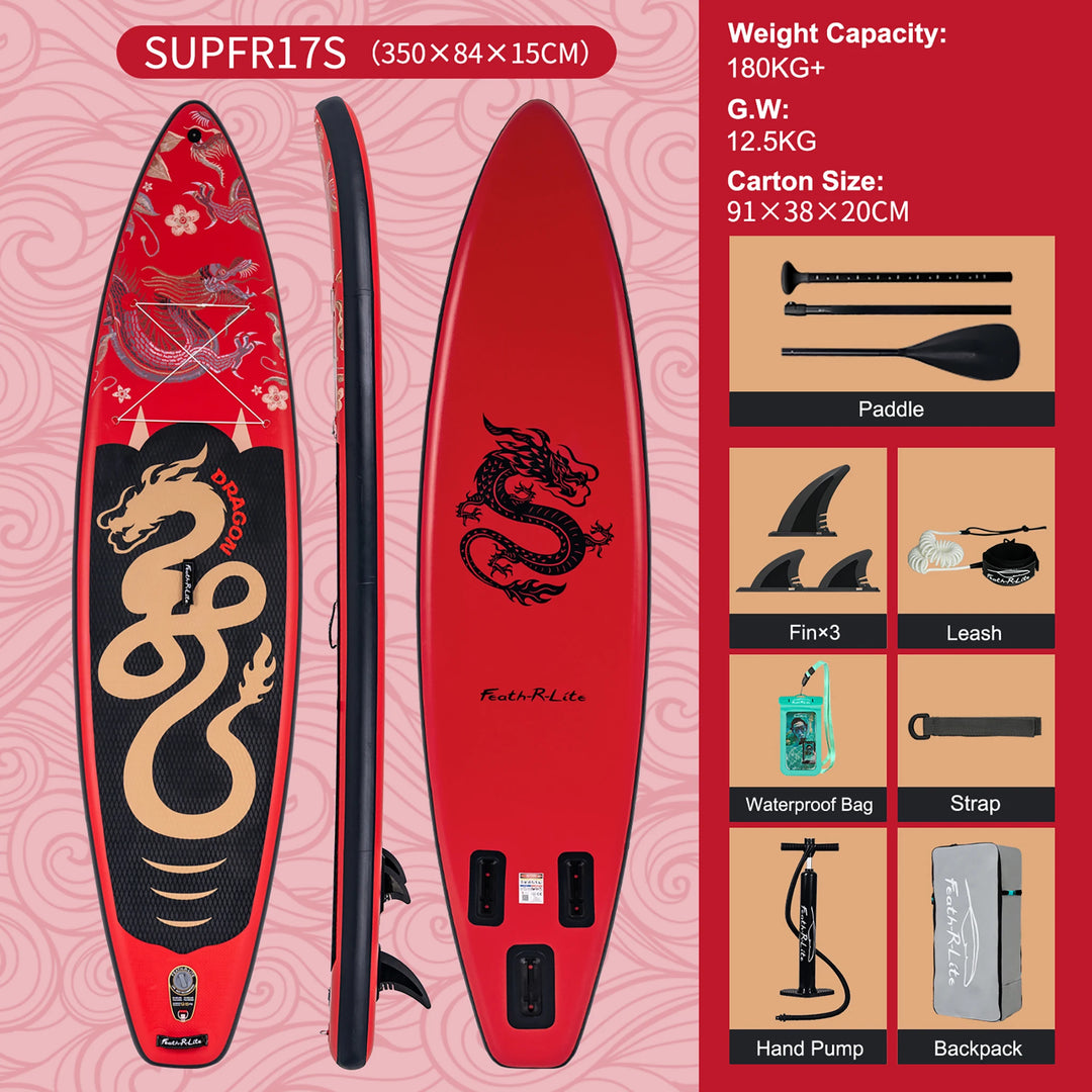 Tabla de SUP Inflable Funwater 335/350cm, Tecnología de Sellado Térmico, Kit Completo de Accesorios, Pala de Doble Punta, Stock Local en la UE