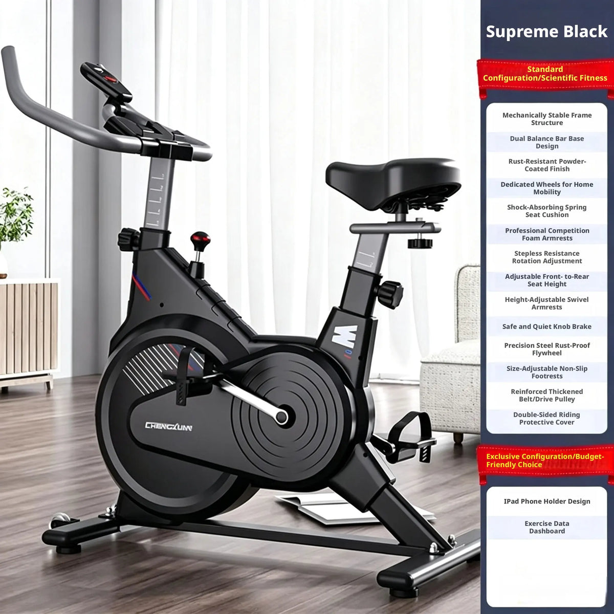 Bicicleta Estática de Spinning para Interiores, Bicicleta de Ejercicio con Resistencia Magnética Silenciosa y Monitor LCD, Equipo de Ejercicio Cardiovascular para Gimnasio en Casa