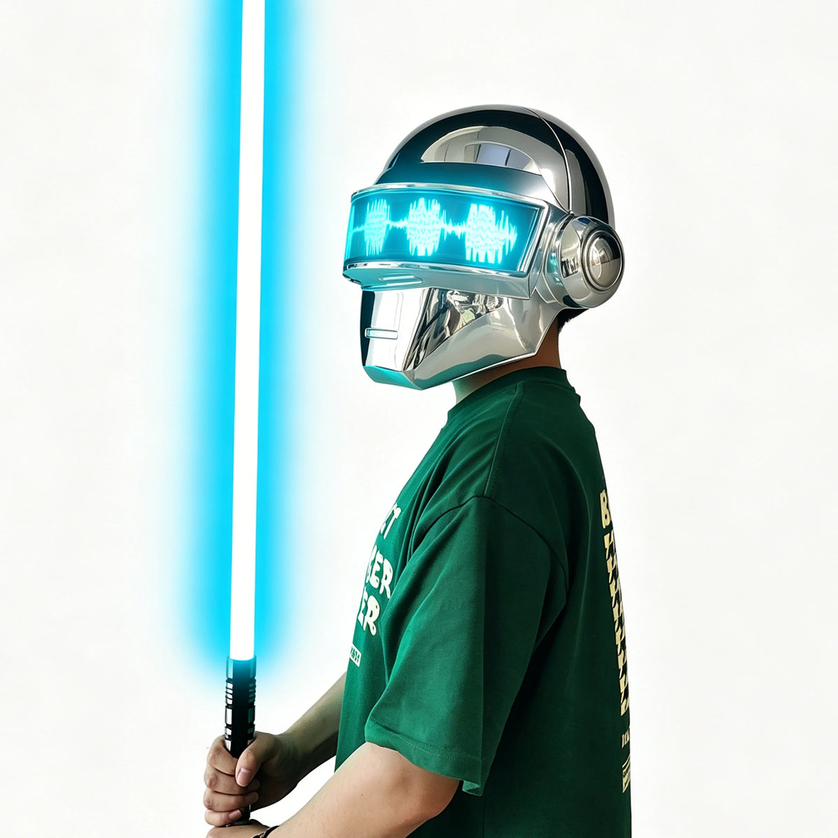 Casco Daft Punk Plateado Cromado, Máscara de Cosplay Cyberpunk Steampunk, Accesorio de Halloween para Adultos